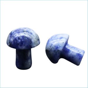 Pierres précieuses en vrac 20 mm Sodalite Champignon Scpture Mini Champignons Pierre précieuse Décoration Colorf Pierre Décor Artisanat pour Jardin Cour Drop Del Dhpnm