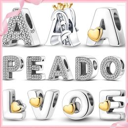 Pierres précieuses en vrac 26 perles de l'alphabet A-Z, breloques en argent Sterling 925 avec lettres d'amour adaptées au Bracelet Original, bijoux en Zircon CZ