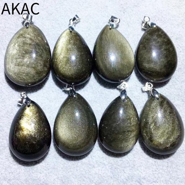 Pierres précieuses en vrac 2 pièces 5 pièces AKAC pendentif obsidienne dorée naturelle taille de pierre environ 20-23 28-31mm envoyer au hasard