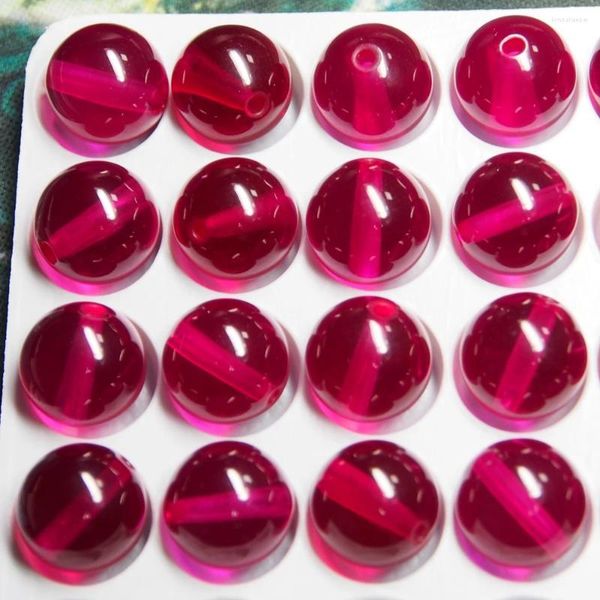 Gemystones en vrac 3-12 mm perles de laboratoire de laboratoire Corundum 5 # Ruby rouge avec trou rond à boule rond pour bracelets bricolage