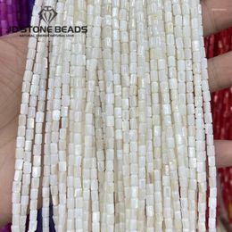 Pierres précieuses en vrac 3 5mm, perle de coquillage naturelle, nacre multicolore, forme cylindrique pour la fabrication de bijoux, accessoire de collier à faire soi-même