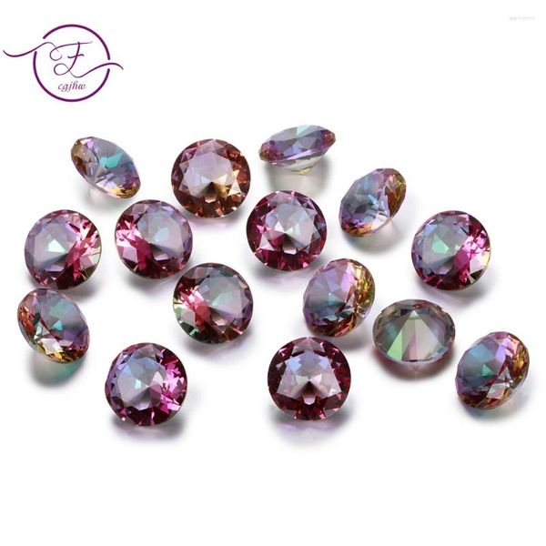 Piedras preciosas sueltas de corte de 3-8 quilates, topacio arcoíris misterioso, piedras preciosas creadas, piedras cuadradas redondas para anillos, joyería, accesorios DIY, 10 Uds.