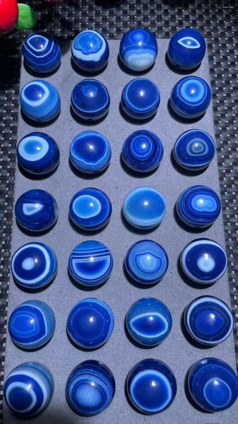 Piedras preciosas sueltas 32 unids/lote ágata azul ojos celestiales redondos 20mm cuentas DIY joyería fina para hombres y mujeres