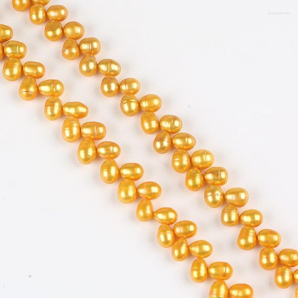 Piedras preciosas sueltas cadenas de perlas de forma de arroz de 38 cm de largo para hacer collar