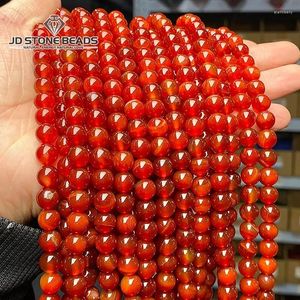 Pierres précieuses en vrac de qualité 3A, perles d'agate rouge foncé naturelles, cornaline ronde d'espacement de 4 à 16mm pour la fabrication de bijoux, accessoires de bracelet à bricoler soi-même