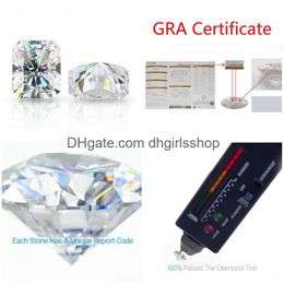 Gemystones en vrac 3x510x14 mm blanc d couleur Vvs1 Radiant Cut Moissanite Stone avec GRA Certificate Drop Livrot Bijoux DHTH5