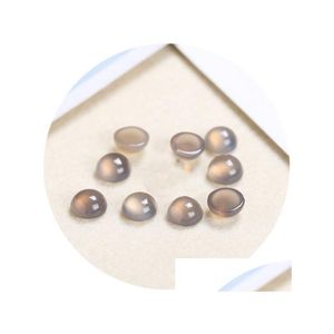 Losse Edelstenen 4/6/8/1012/14Mm Edelsteen Cabochons Natuurlijke Synthetische Stenen Kralen Grijze Agaat voor Oorbel Ketting Armband D Dhsht