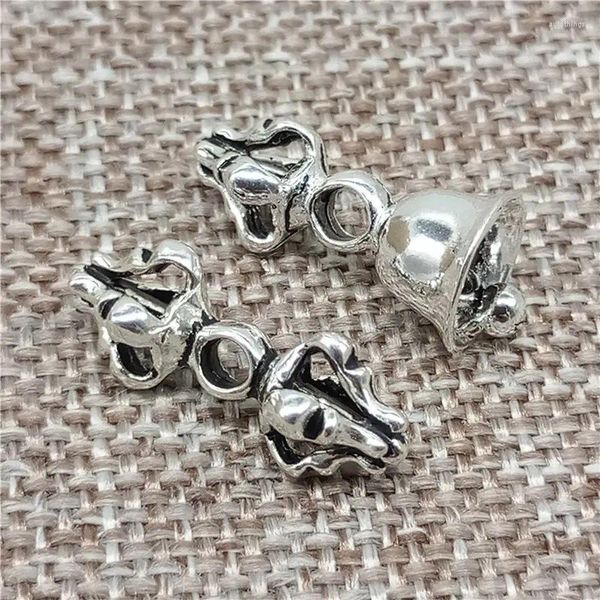 Piedras preciosas sueltas, 4 piezas de plata de ley 925, cuentas de doble campana Dorje, busshismo budista para collar de pulsera