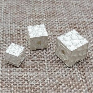 Pierres précieuses en vrac, 4 pièces de perles cubiques en argent Sterling 925 pour Bracelet et collier, entretoises carrées de 6mm, 8mm, 9.5mm