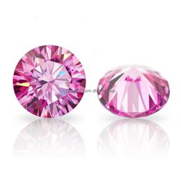 Losse edelstenen 5.010 mm Wit Moissanite Stone Pink Color Round Uitstekende Cut VVS1 met certificaat Drop Delivery Sieraden DHT1M