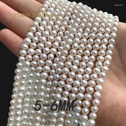 Gemystones en vrac 5-6 mm Perles naturelles d'eau douce de forme de pomme de terre ronde Perles d'espaceur pour les bijoux Boucles d'oreilles de bracelet de fabrication de bijoux