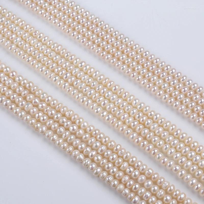 Lose Edelsteine, 5–6 mm natürliche weiße Perlenknöpfe, Süßwasserstränge