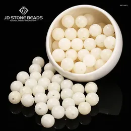 Pierres précieuses en vrac, 50 pièces/lot, perle en bois naturel, Jade blanc, espaceur rond Bodhi pour la fabrication de bijoux, bricolage, Bracelet, collier bouddha