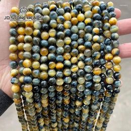 Pierres précieuses en vrac 5A teintées couleur rêve yeux de tigre perles pierre naturelle perle lisse pour la fabrication de bijoux bracelet collier accessoire fait à la main