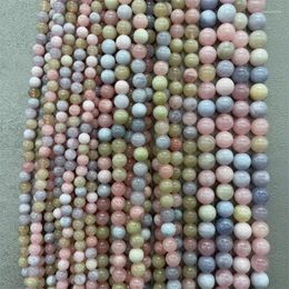 Pierres précieuses en vrac 6/8/10MM Morganite pierres précieuses colorées perles de pierre naturelle pour la prière bleu rose vert collier fabrication de bijoux bricolage fête lourde