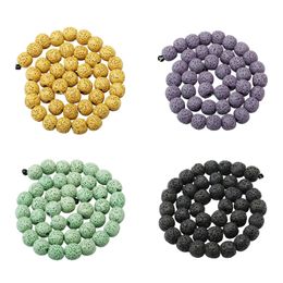 Pierres précieuses en vrac 6Mm Pierre de lave de roche naturelle Perles rondes pour la fabrication de bijoux Collier Bracelet Boucles d'oreilles Anneaux Artisanat Guérison Volcanique G Dhyc8