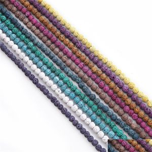 Pierres précieuses en vrac 6 mm de pierre de lave de roche perles rondes pour la fabrication de bijoux collier bracelet boucles d'oreilles anneaux artisanat guérison volcanique G Dhgarden Dhv2F