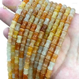 Gemystones en vrac 6x10 mm Stone Natural Gobi Golden Silk Jade Bamboo Spacer Perles pour bijoux Faire des bracelets de bricolage Accessoires 15 ''