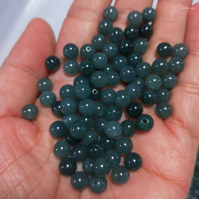 Loose Gemstones 7/8mm Natural Myanmar Jadeite Blue Water Jades Beads For Jewelry Making Diy String Bracelet Beaded Necklace Charms