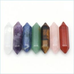 Losse edelstenen 7 %/Set los chakra genezing Reiki Natural Stone Hexagon Prism Polishing Rock Quartz Yoga Meditation Energy Stones Dhl3e