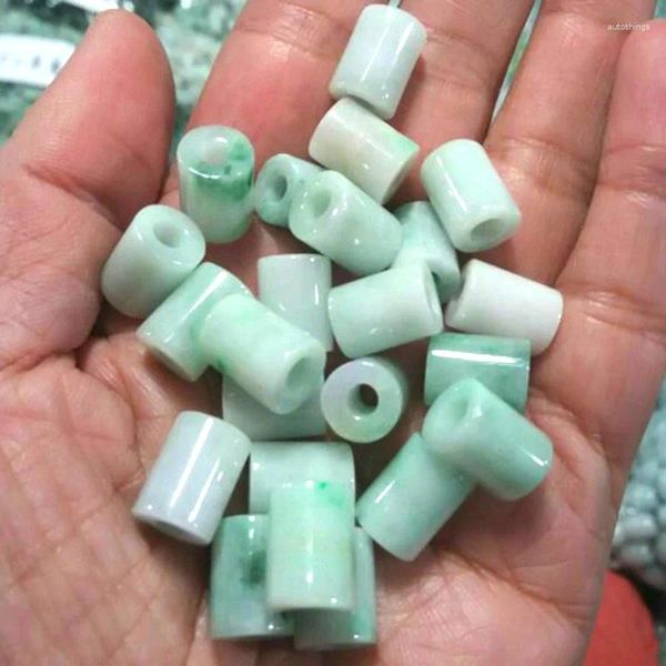 Pierres précieuses en vrac 8 12mm véritables perles de tube de jadéite du Myanmar pour la fabrication de bijoux collier à faire soi-même boucle d'oreille bracelet charmes bijoux de perles de jade