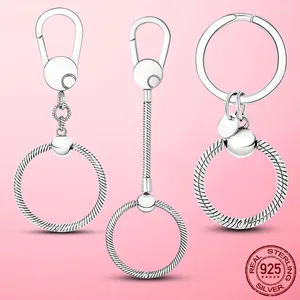 Pierres précieuses en vrac 925 argent porte-clés pendentif Original perles breloque adapté pour les femmes Bracelet bricolage accessoires bijoux