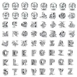 Piedras preciosas sueltas 925 Letra de alfabeto plateado a b c z