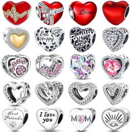 Gemystones en vrac 925 Sterling Silver Bee Flower Mom Family Heart Series Shine Beads Fit Original Charms Bracelets Femmes Bijoux DIY