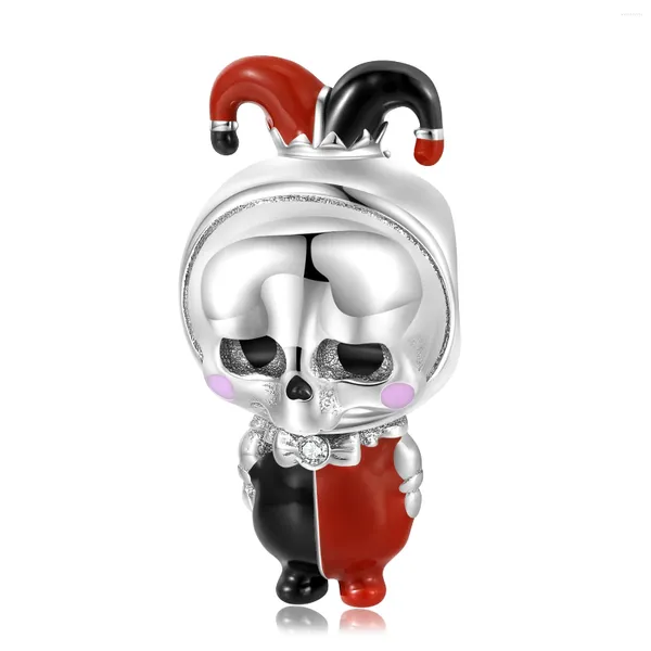 Pierres précieuses en vrac 925 argent sterling noir rouge Clown cirque amour squelette perle charmes pour bracelet à bricoler soi-même perles pendentif bijoux d'anniversaire cadeaux