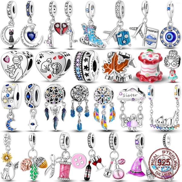 Gemystones en vrac 925 Sterling Silver Charms Perles Love Heart Aircraft Buggage Travel Fit Bracelet Collier Bricol
