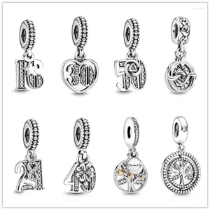 Pierres précieuses en vrac en argent Sterling 925, arbre de vie familial, pendentif de célébration d'anniversaire, perles fines, adaptées aux bijoux de bracelet à breloques originaux