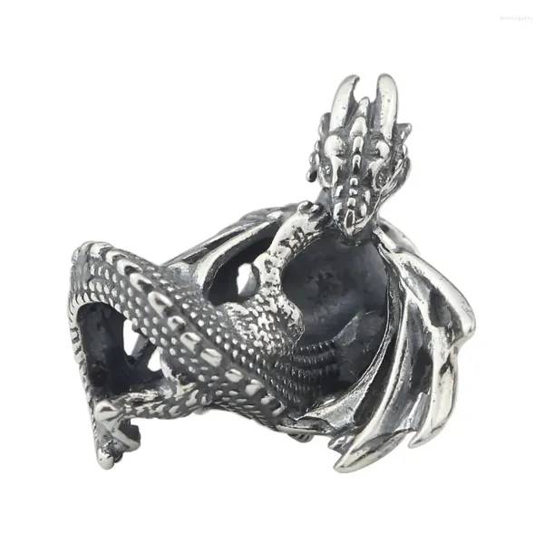 Abalorio de plata de ley 925 con piedras preciosas sueltas, diseño de dragón de fuego, para hacer joyas, compatible con pulsera de troll europeo de 0.118 in