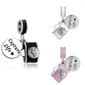 Losse Edelstenen 925 Sterling Zilver Voor Vrouwen Sieraden Accessoires Europese Kralen Zwart Wit Roze Camera Fit Originele Charms Armband