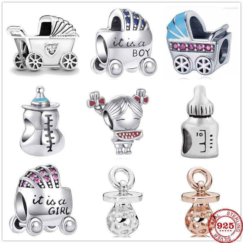 Loose Gemstones 925 Sterling Silver Nipple Baby Carriage Bottle Pendant Bead Charm Fit Original Bracelet For Women DIY Jewelry Gift