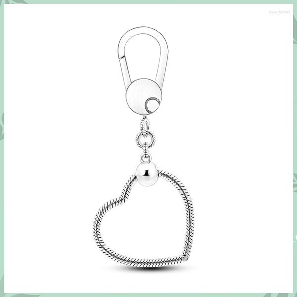 Pierres précieuses en vrac 925 en argent Sterling Original Moment coeur porte-clés porte-breloques pendentif ornement perle pour les femmes bricolage porte-clés fabrication de bijoux