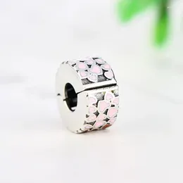 Losse edelstenen 925 Sterling Silver Pave Roze Email Hart Bead Stopper Clip Fit Originele Pan Charmel Bracelet Handmade Making Berloque 2024