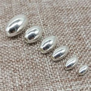 Pierres précieuses en vrac en argent Sterling 925, perles ovales en forme de riz, entretoise de 2mm 3mm 4mm 5mm 6mm 7mm 8mm pour Bracelet et collier