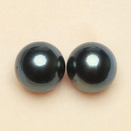 Pierres précieuses en vrac 9mm, perle d'eau de mer naturelle, haute luminosité, rondes, noires de tahiti, paires défectueuses pour boucles d'oreilles DIY BGM