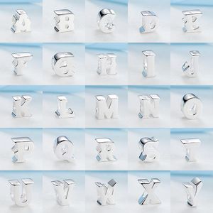 Losse Edelstenen A-Z Authentieke 925 Sterling Zilveren Alfabet Kralen 26 Letters Charm Bead Fit Armbanden Armbanden Vrouwen DIY Sieraden