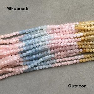 Pierres précieuses en vrac aigue-marine Morganite béryl naturel AA 6mm dégradé de couleur perles carrées à facettes pour la fabrication de bijoux collier à faire soi-même en gros