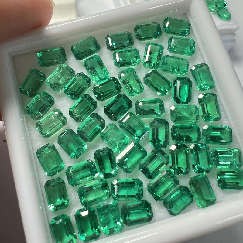 Gevşek Taş Taşları Yapay Yeşil Kolombiyalı Emerald Sekizgen Şekli Takı