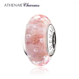 Piedras preciosas sueltas ATHENAIE Plata de ley 925 Cuentas de cristal de Murano Arenas de oro rosa Cuentas de burbujas para pulseras Brazaletes y collares