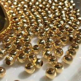Piedras preciosas sueltas AU 750, accesorios de montaje de bolas de cuentas de oro de 18K, ajustes de joyería, accesorios, piezas para hacer bricolaje, collar y pulsera