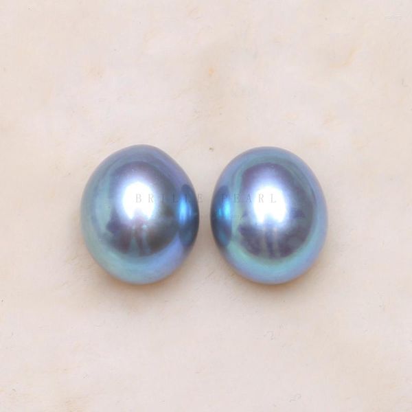 Piedras preciosas sueltas Barrocosolo 5A Perlas ovaladas Cuentas desnudas Gota de agua dulce Gris natural Azul para pendientes de bricolaje Fabricación de joyas 9-10 m de alto Qua