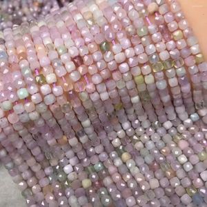 Perles de pierres précieuses en vrac Mixcolors Kunzite carré à facettes 4mm pour la fabrication de bijoux à bricoler soi-même FPPJ vente en gros Nature