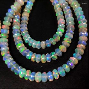 Pierres précieuses en vrac, perles opale ronde à facettes 6-8mm, vente en gros pour collier de bijoux à bricoler soi-même 16cm