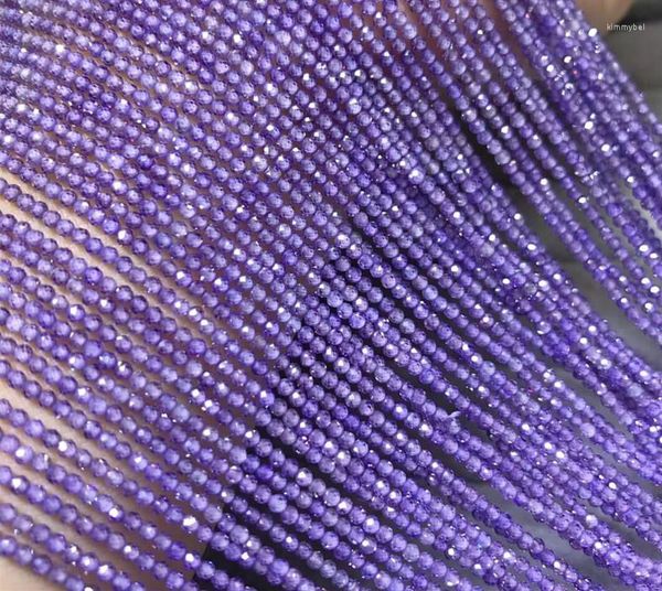 Perles de pierres précieuses en vrac zircon facette ronde 2/3 mm violette / blanc / orange / rose / verdure 14 pouces pour faire du collier de bijoux fppj en gros