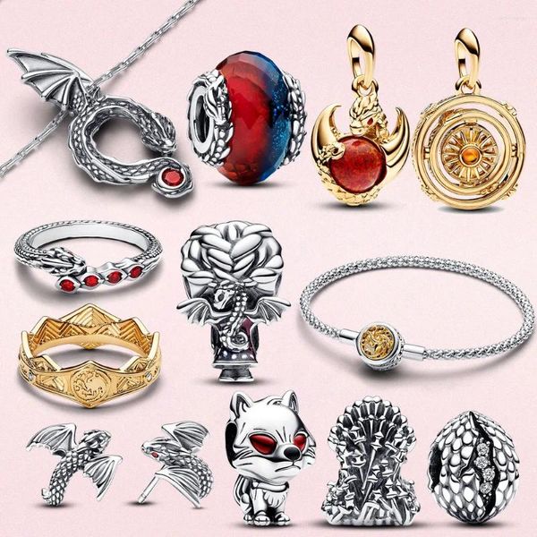 Piedras preciosas sueltas Charm Cuentas de plata esterlina Trono Dragón El invierno se acerca Ajuste Original Charms 925 Pulsera Mujer Regalo Navidad