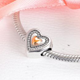 Pierres précieuses en vrac CKK Original Heart Charm 14k Or véritable 925 Sterling Silver Two Tone Perles Fit Moments Bracelets DIY Bijoux 02215K