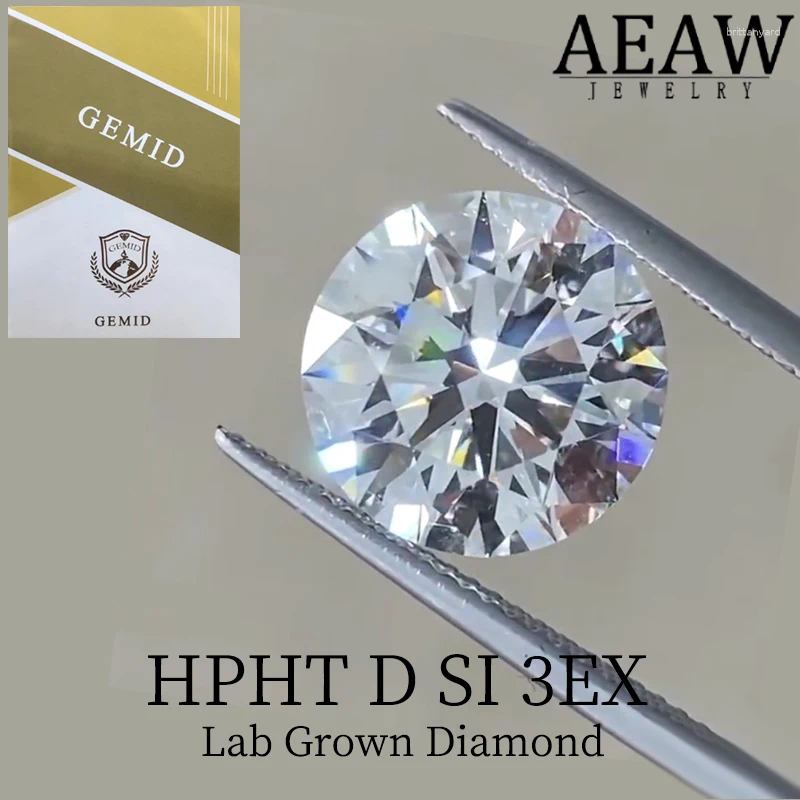 Loose Gemstones D Color SI1-SI2 3EX Clarity Lab-Grown Diamond GEMID Certified Round Cut HPHT 1CT-1.5CT